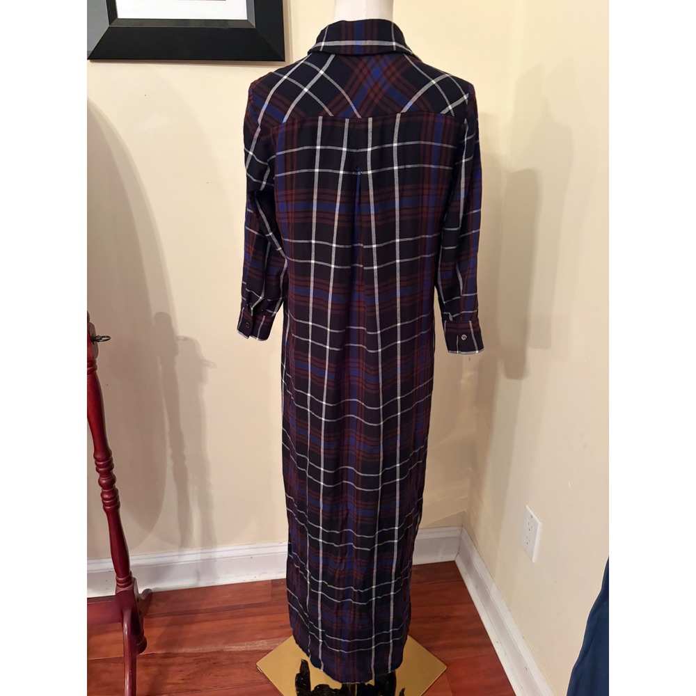 L'AGENCE Cameron Plaid Rayon Maxi Shirt Dress with Pockets XS NO BELT - Picture 8 of 8